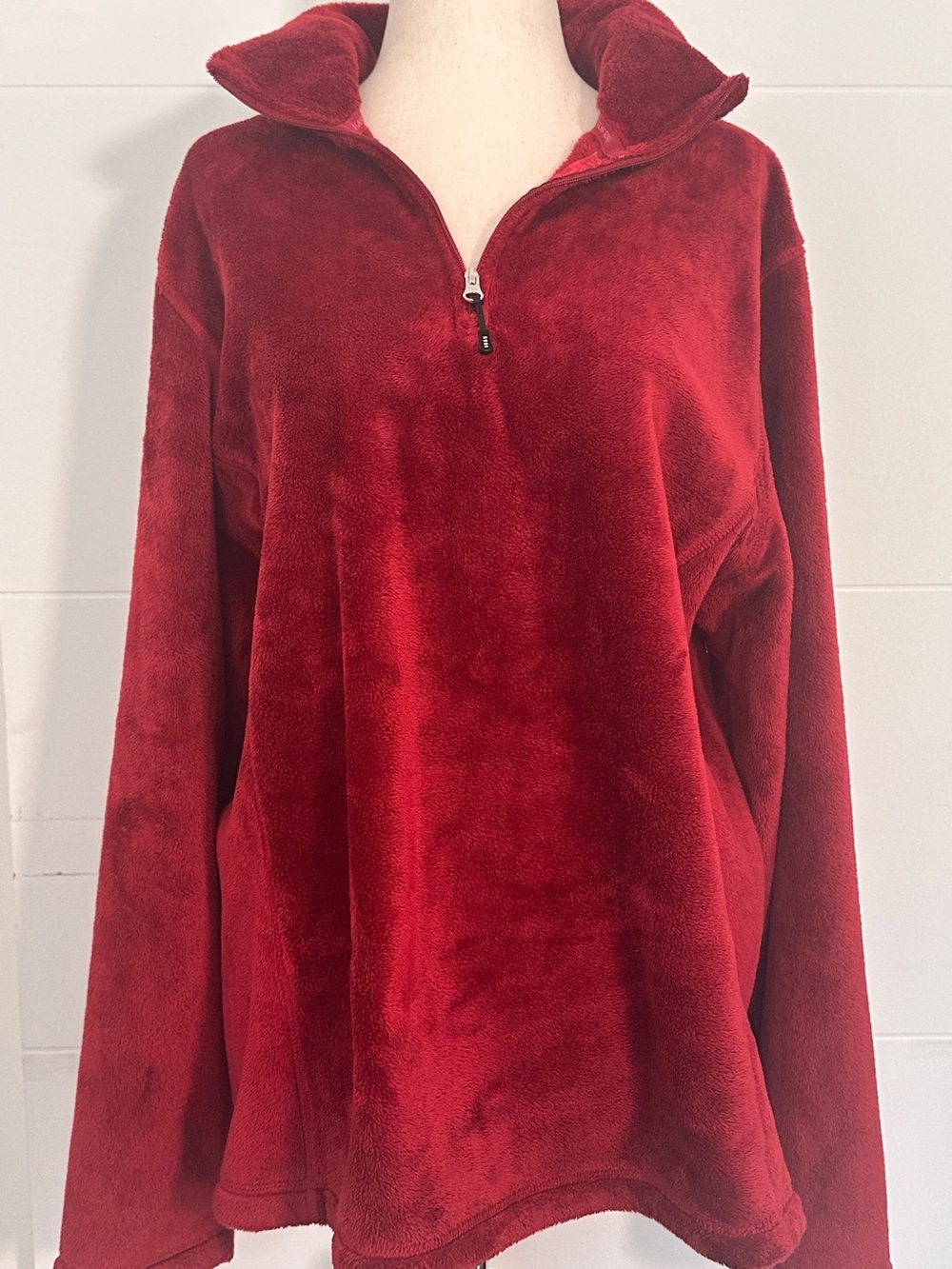 Lands' End Plush Quarter-Zip Pullover Deep Red XL